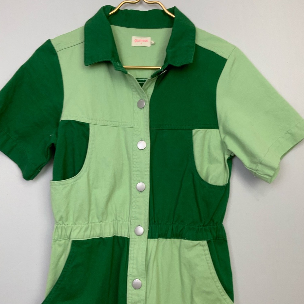 Gorman UK 6 US 2 Dee Green Colorblock Boiler Suit Coveralls Jumpsuit Pockets - Picture 4 of 9